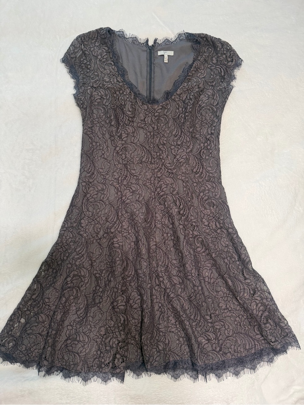 Joie Eshe Gray Lace Fit and Flare Dress